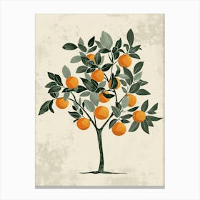 Orange Tree Minimal Japandi Illustration 1 Canvas Print