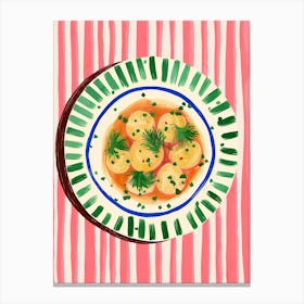 A Plate Of Gnocchi Top View Food Illustration 1 Canvas Print