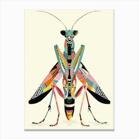 Colourful Insect Illustration Praying Mantis 17 Canvas Print