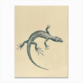 Forest Green Skinks Lizard Blockprint 2 Canvas Print