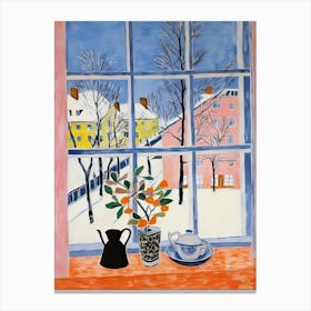 The Windowsill Of Munich   Germany Snow Inspired By Matisse 3 Canvas Print