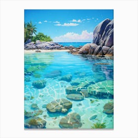 An Oil Painting Of Anse Source D Argent 4 Canvas Print
