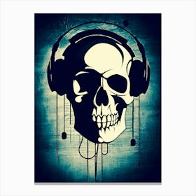 Skull With Headphones 124 Canvas Print