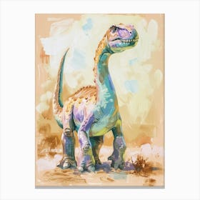 Muted Pastels Dinosaur Lilac 4 Canvas Print