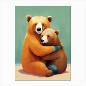 Happy Bears Cuddling Canvas Print