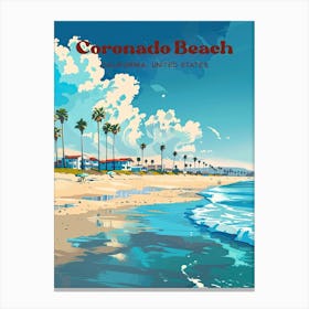 Coronado Beach California Vacation Travel Illustration Canvas Print