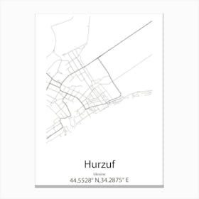 Hurzuf,Ukraine Minimalist Map Canvas Print