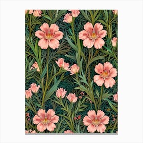 William Morris Pink Flowers Seamless Pattern Canvas Print