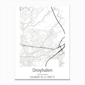 Droylsden,United Kingdom Minimalist Map Canvas Print