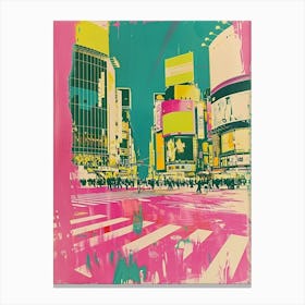 Shibuya Crossing In Tokyo Duotone Silk Screen Canvas Print