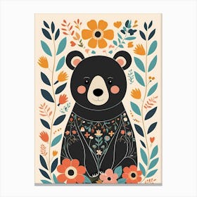 Floral Cute Baby Bear Nursery (30) Canvas Print