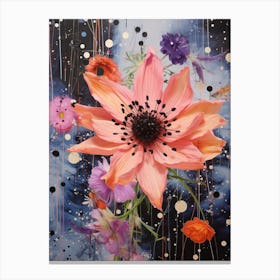 Surreal Florals Love In A Mist Nigella 4 Flower Painting Canvas Print