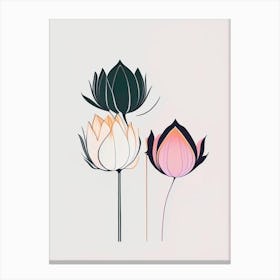 Double Lotus Minimal Line Drawing 1 Canvas Print