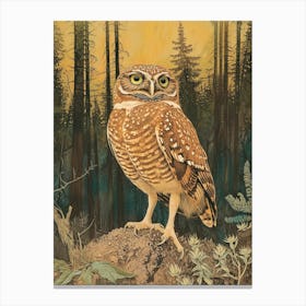 Burrowing Owl Relief Illustration 1 Canvas Print
