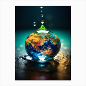 Water Drop On The Earth Canvas Print
