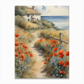 Poppies By The Sea Canvas Print
