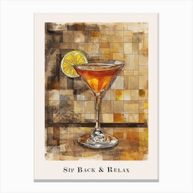 Sip Back & Relax Cocktail Poster Canvas Print