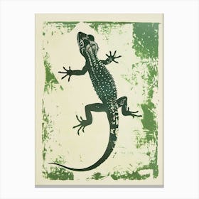 Green Crested Gecko Blockprint 4 Canvas Print