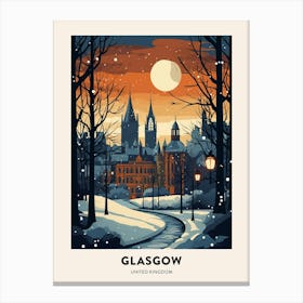 Winter Night  Travel Poster Glasgow United Kingdom 1 Canvas Print