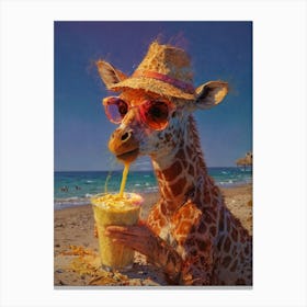 Giraffe At The Beach Canvas Print