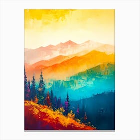 Abstract Mountain Landscape Painting Canvas Print