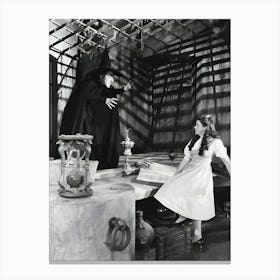 Actors Judy Garland As Dorothy And Margaret Hamilton As The Wicked Witch Of The West In The Musical Film Canvas Print