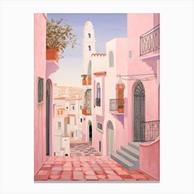Faro Portugal 6 Vintage Pink Travel Illustration Canvas Print