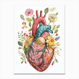 Heart With Flowers 8 Canvas Print