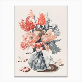 Flowers In A Vase, Paulus Theodorus Van Brussel, red flower in vase Canvas Print