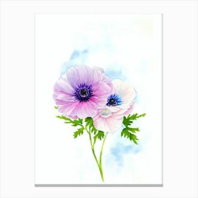 Anemone 2 Watercolour Flower Canvas Print