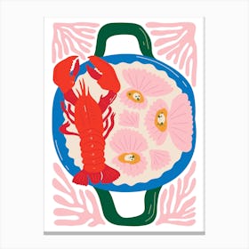 Lobster In A Bowl Kitchen Dining Canvas Print
