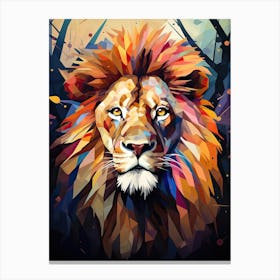 Lion Art Painting Geometric Abstraction Style 2 Canvas Print