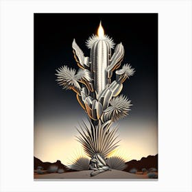 Silver Torch Joshua Tree Vintage Botanical Line Drawing  (3) Canvas Print