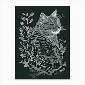 Turkish Angora Cat Minimalist Illustration 1 Canvas Print