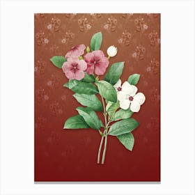 Vintage Periwinkle Botanical on Falu Red Pattern Canvas Print