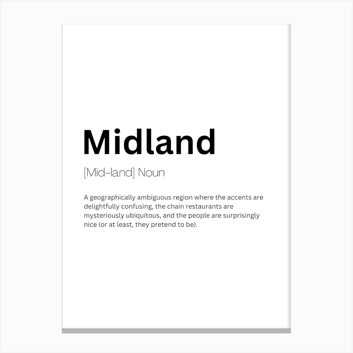 Midland Definition Meaning Canvas Print by Kaigozen