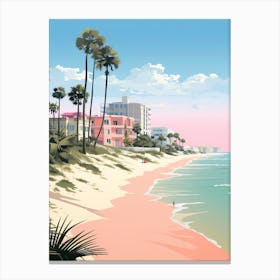 An Illustration In Pink Tones Of Panama City Beach Florida 1 Canvas Print