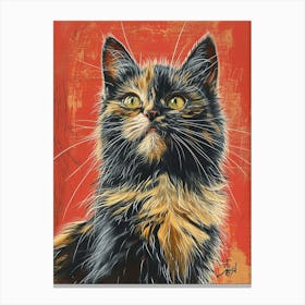 Turkish Angora Cat Relief Illustration 1 Canvas Print