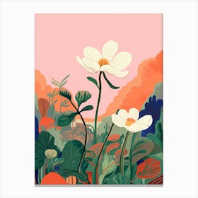 Boho Wildflower Painting Wood Anemone 2 Canvas Print