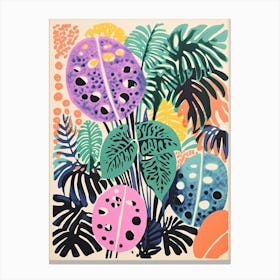 Colourful Botanical Risograph Style 6 Canvas Print