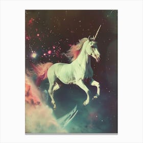 Unicorn Galloping In Space Canvas Print