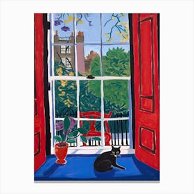 Open Window With Cat Matisse Style London 4 Canvas Print