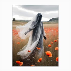 Ghost In The Poppy Fields Painting (25) Canvas Print