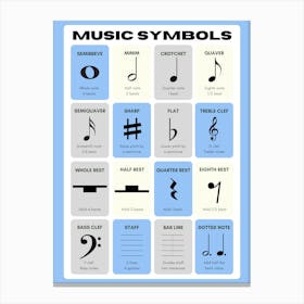 Music Symbols blue Canvas Print