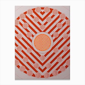 Geometric Abstract Glyph Circle Array in Tomato Red n.0116 Canvas Print