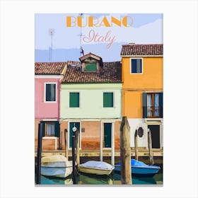 Italy, Burano Travel Poster, Karen Arnold Canvas Print