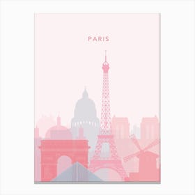 Pink And Blue Paris Skyline Canvas Print