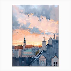 Vienna Rooftops Morning Skyline 1 Canvas Print