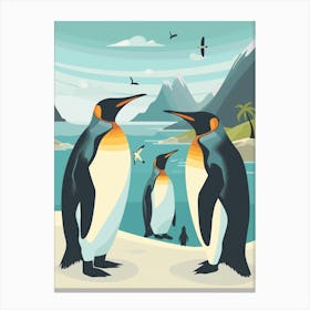 King Penguin Paradise Harbor Minimalist Illustration 4 Canvas Print