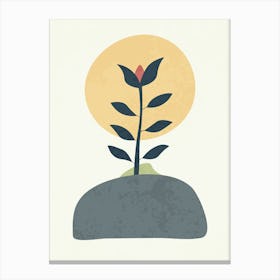 Minimalist Abstract Plant Illustration - Retro Floral Art Canvas Print